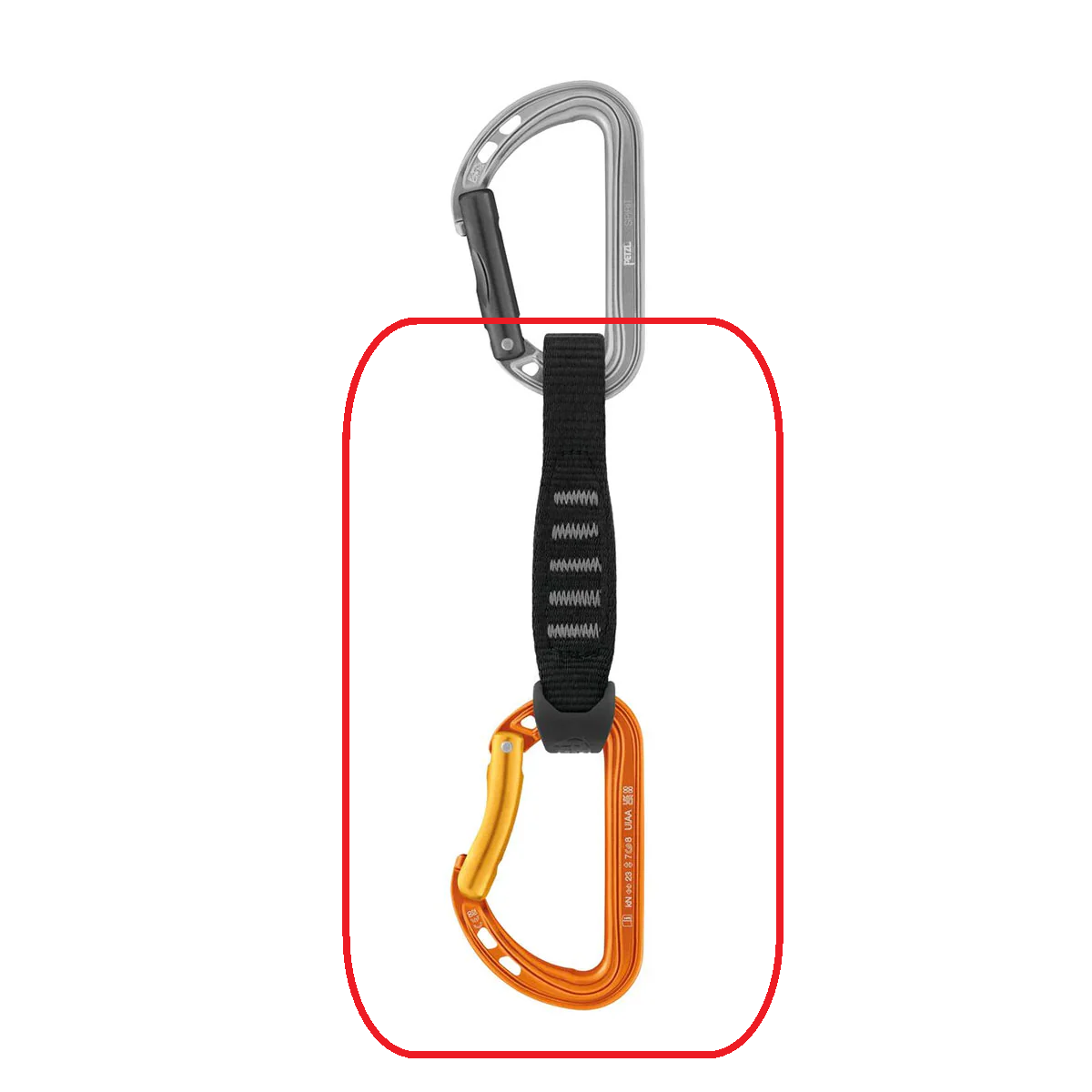 Assorted Petzl Spirit Quickdraw (Secure Carabiner + Sling)