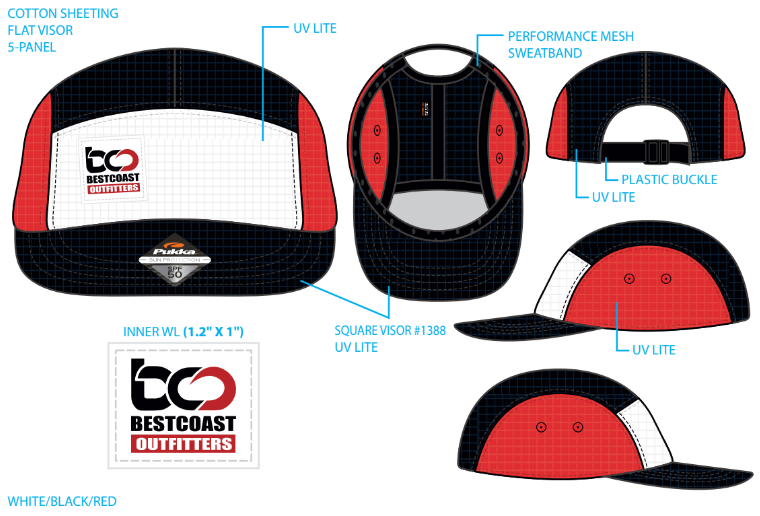 BCO Logo Cap with SPF50 protection Red/White/Black