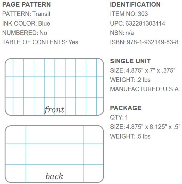 Side Spiral Notebook Transit No. 303