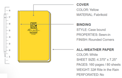 Hardcover Bound Book Yellow No. 300F