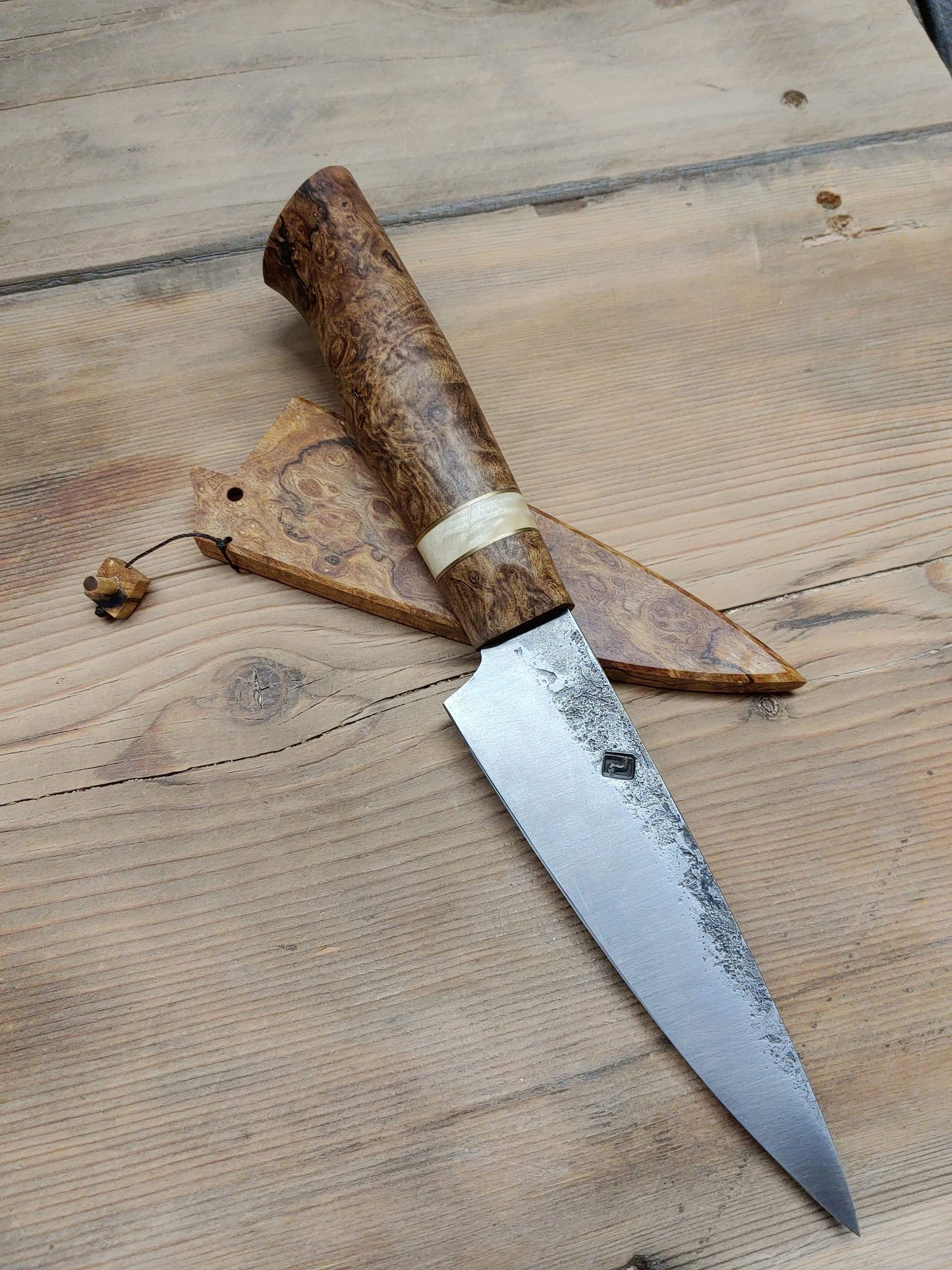 Petty Knife - Carbon Steel with Arbutus Burl